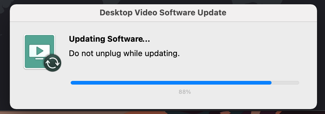 It may take several minutes for update to complete.